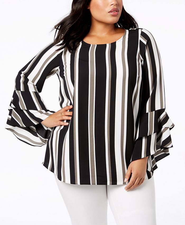 White bell sleeve blouse plus sales size