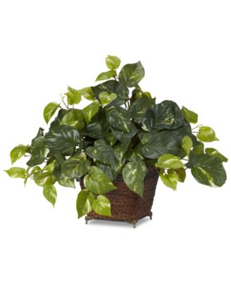 Nearly Natural - Pothos Artificial Plant in Coiled Rope Planter