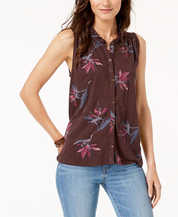 Lucky Brand Floral-Print Retro-Look Top - Macy's