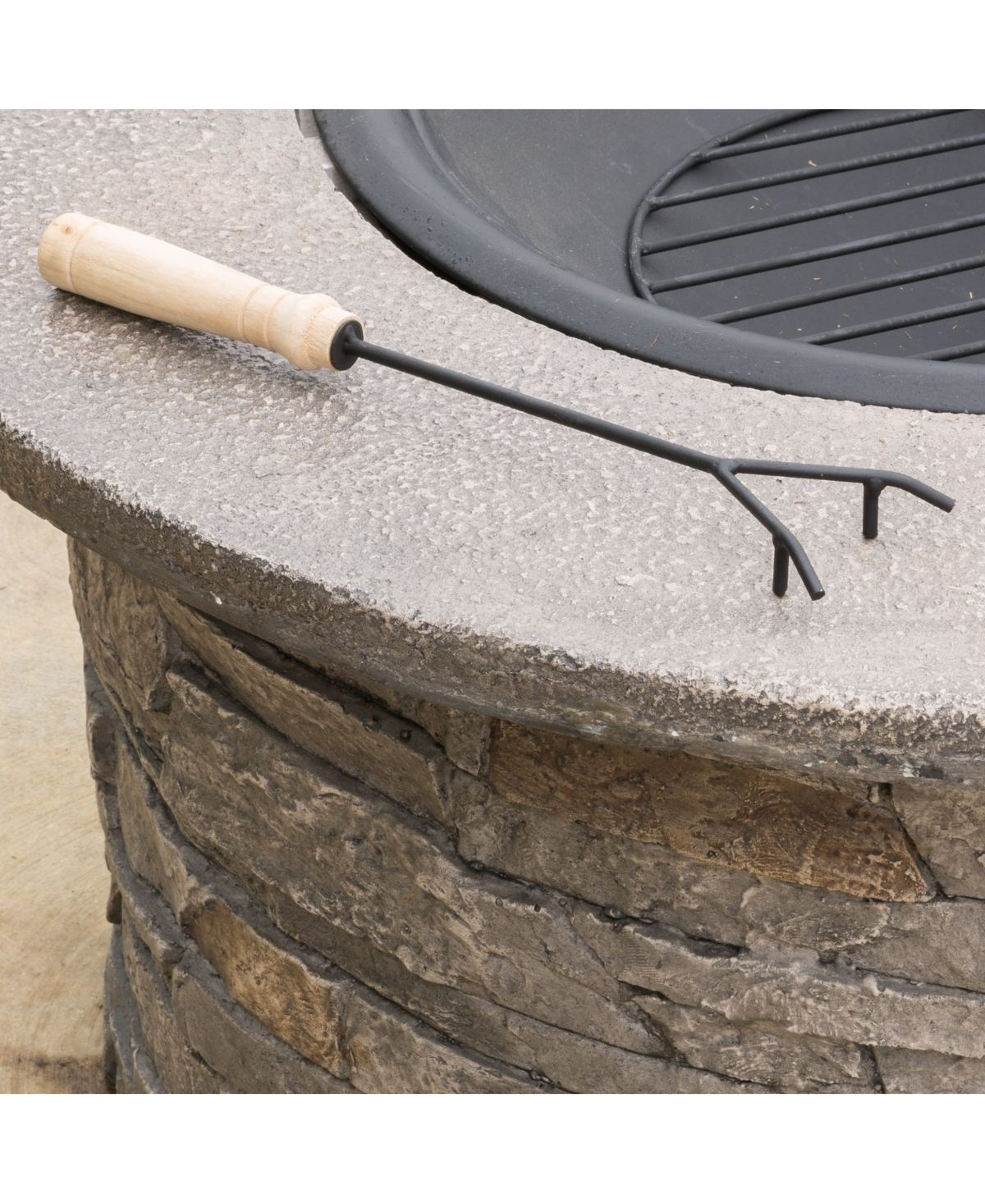 Noble House Garrin Round Wood Fire Pit In Stone