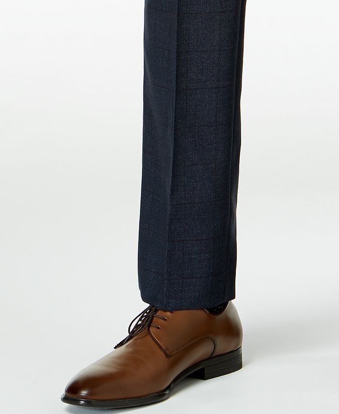 DKNY Men's SlimFit Blue/Tan Windowpane Suit Pants Macy's