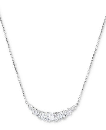 Arabella - Cubic Zirconia Heart 18" Statement Necklace in Sterling Silver
