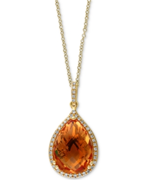 image of Citrine (5-3/4 ct. t.w.) & Diamond (1/8 ct. t.w.) Diamond Teardrop 18