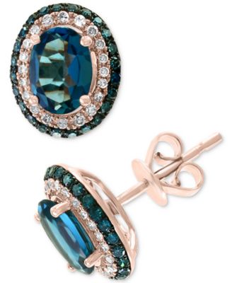 london blue topaz rose gold earrings