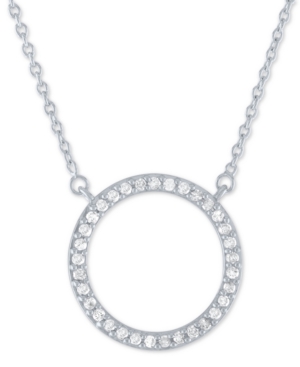image of Diamond Circle Pendant Necklace (1/4 ct. t.w.) in Sterling Silver, 16