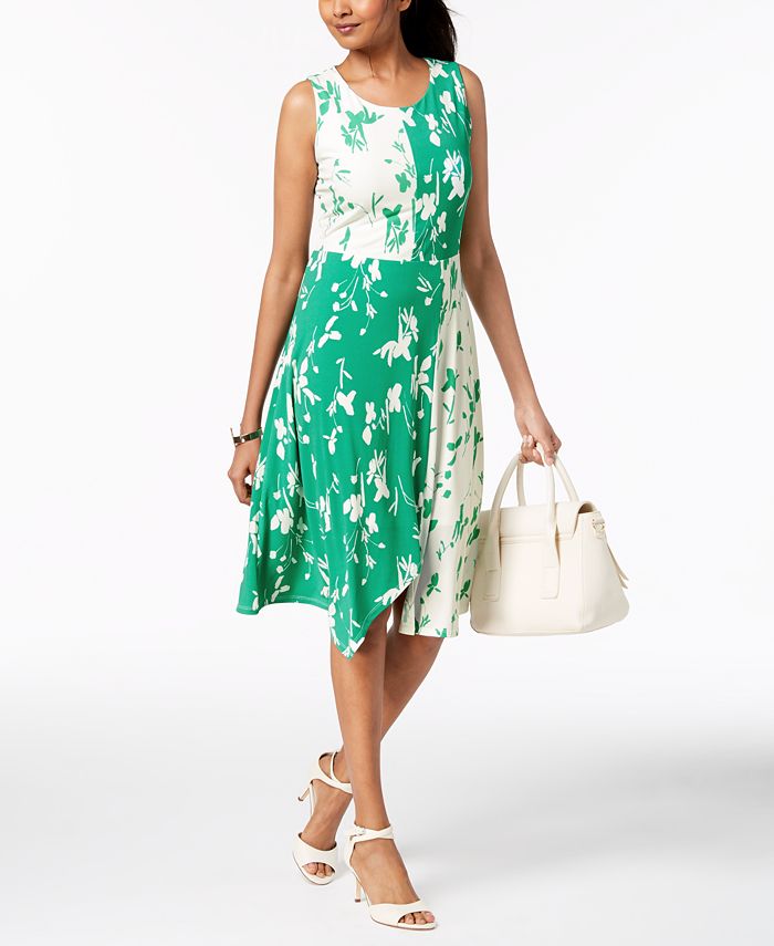Alfani Asymmetrical Colorblocked Dress, Created for Macy's - Macy's