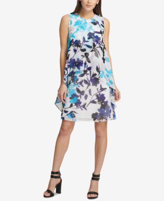 DKNY Floral-Print Trapeze Dress, Created for Macy's - Macy's