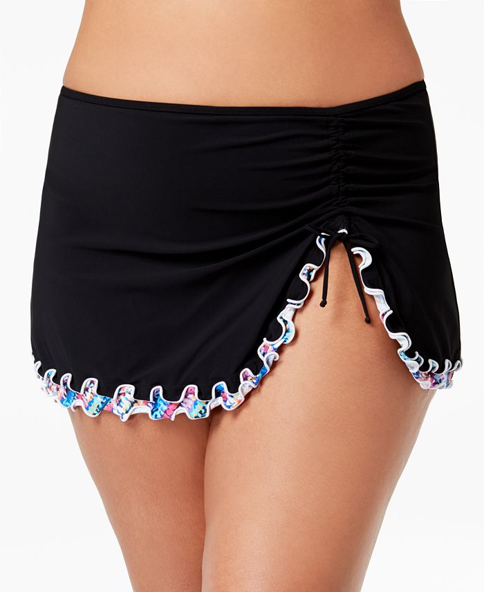 Profile By Gottex - Plus Size Side Slit Cinch Swim Skirt