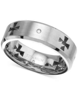 Macy's - Men's Diamond Accent Cross Cutout Band in Titanium