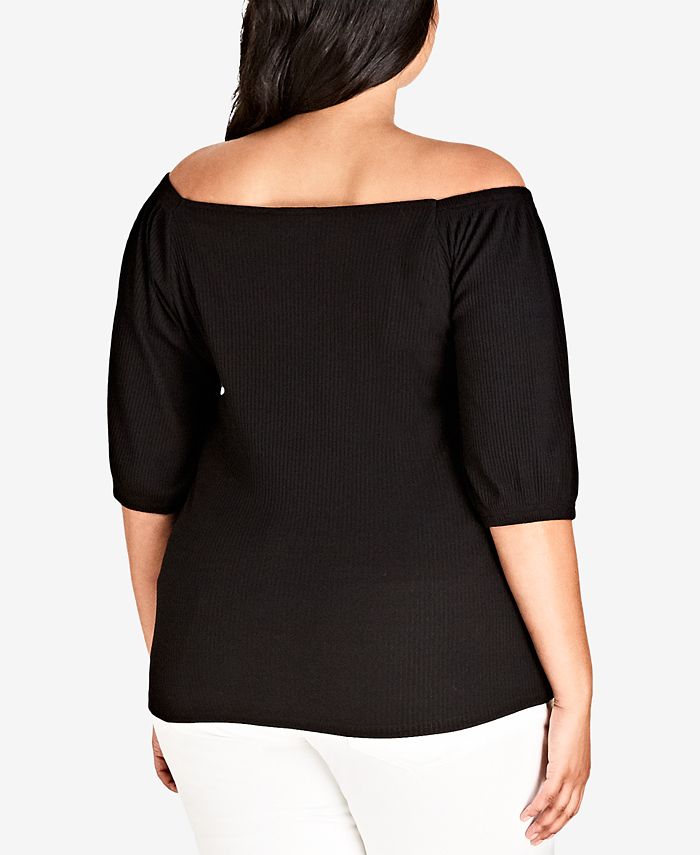City Chic Trendy Plus Size Melodie Ribbed Top - Macy's