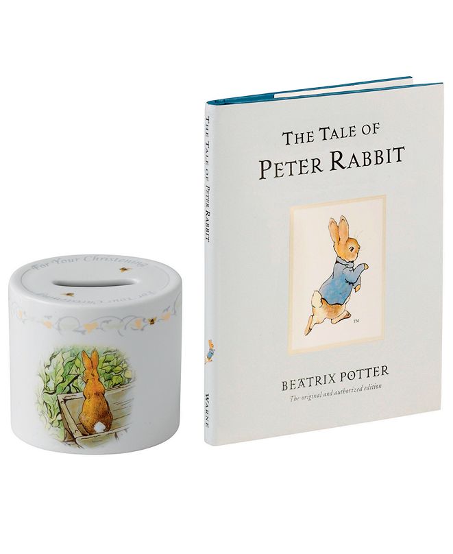 Wedgwood Baby Gift, Peter Rabbit Christening Money Box and Book Set