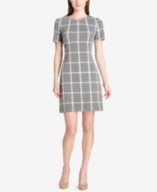 Windowpane Plaid Shift Dress