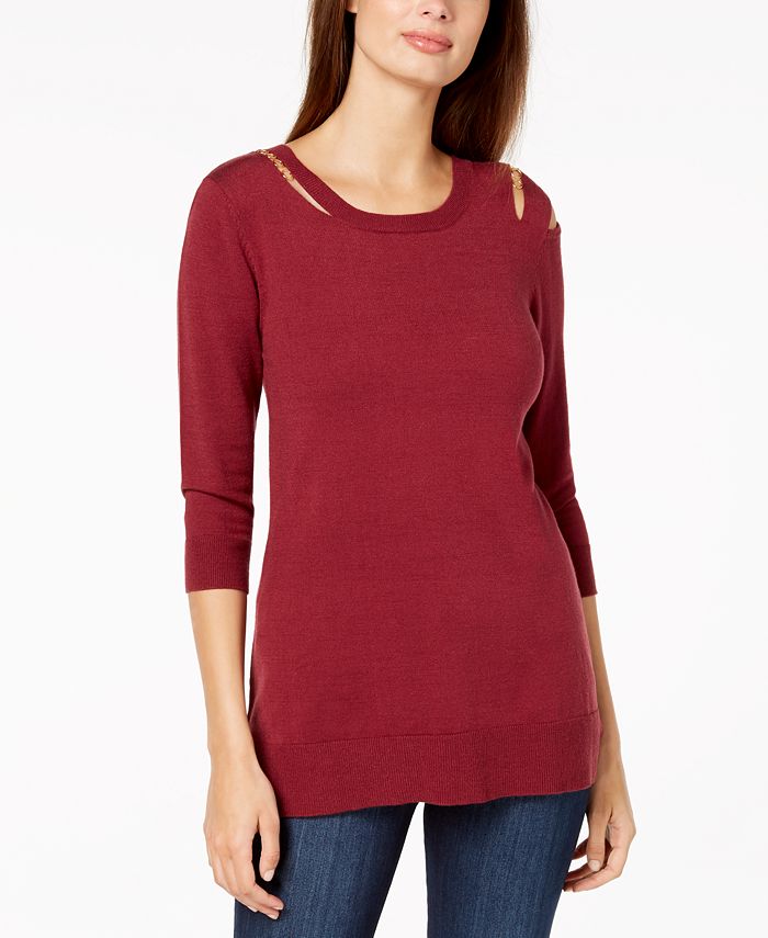 Love Scarlett Petite Cold-Shoulder Sweater & Reviews - Sweaters ...