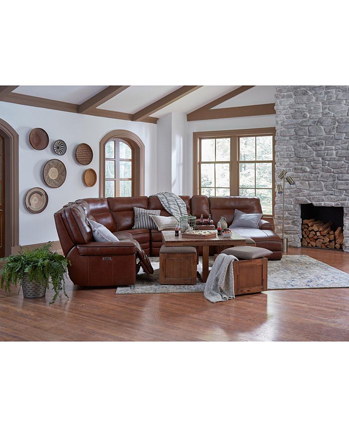 Furniture CLOSEOUT! Myars 3Pc. Leather Chaise Sectional Sofa With 2