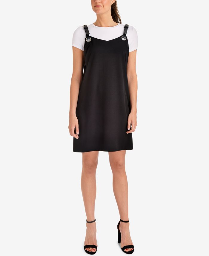 Black strap dress with white hotsell t shirt