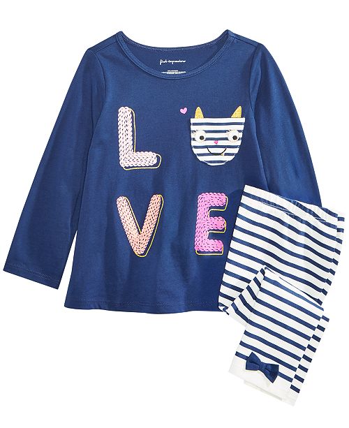 First Impressions Baby Girls Graphic Print Top Striped Leggings