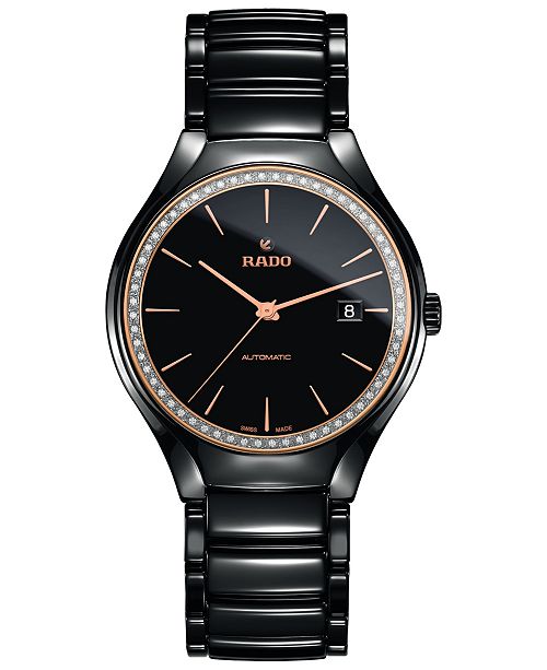 Rado Women S Swiss Automatic True Diamond 1 4 Ct T W Black High Tech Ceramic Bracelet Watch 40mm Reviews All Fine Jewelry Jewelry Watches Macy S