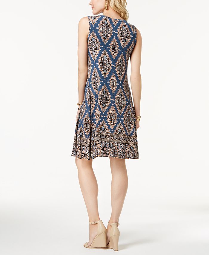 Style & Co Petite Printed Flounce Dress, Created for Macy's - Macy's