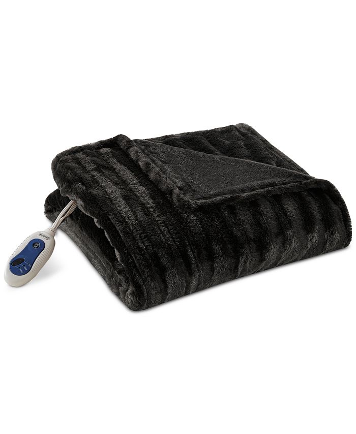 Beautyrest Duke Ribbed Electric FauxFur Throw, 50" x 70" Macy's