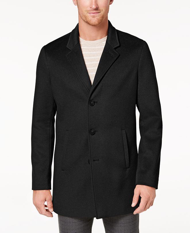 Calvin Klein Men's Slim-Fit Overcoat & Reviews - Coats & Jackets - Men ...