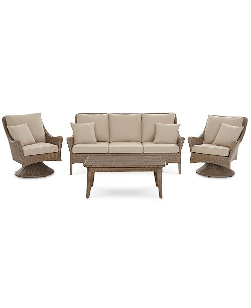 Furniture Silver Lake Indoor Outdoor Flat Rattan 4 Pc Seating Set