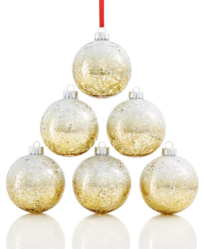Holiday Lane Shatterproof Sequin Gold/Rose Gold Ball Ornaments, Set of