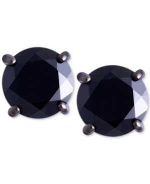 image of Men-s Black Sapphire Stud Earrings (2 ct. t.w.) in Black Rhodium-Plated Sterling Silver