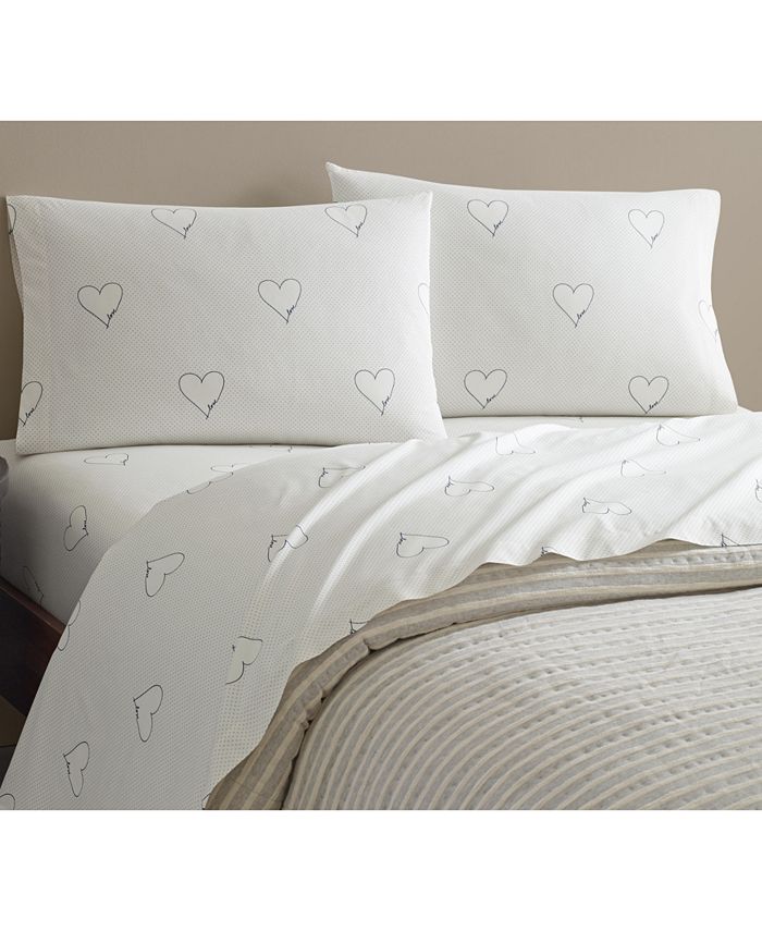 ED Ellen Degeneres Love Hearts Navy Queen Sheet Set Macy's
