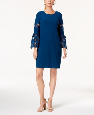 Alfani - Lace-Sleeve A-Line Dress