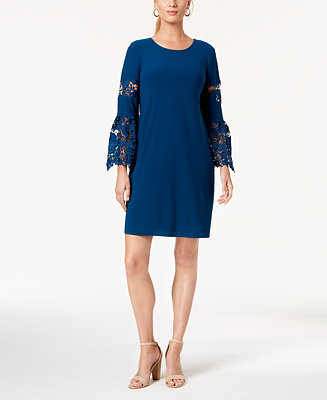 Alfani Petite Lace-Sleeve Dress, Created for Macy's - Macy's