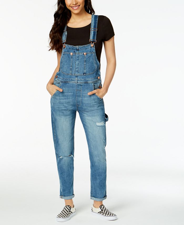 M1858 Harley Ripped Cuffed Denim Overalls & Reviews - Jeans - Juniors ...