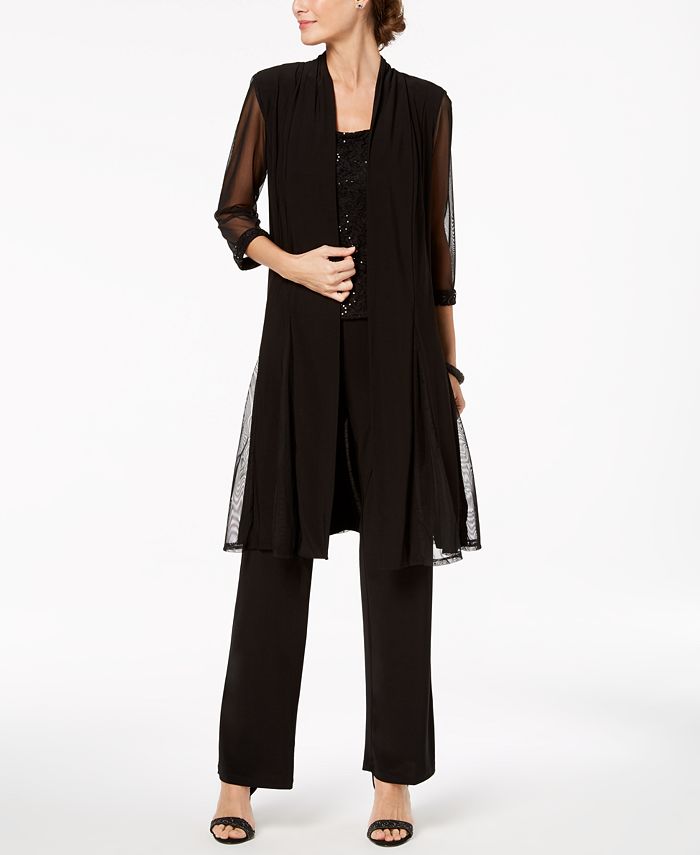 R & M Richards Sequin-Embellished 3-Pc. Pantsuit - Macy's