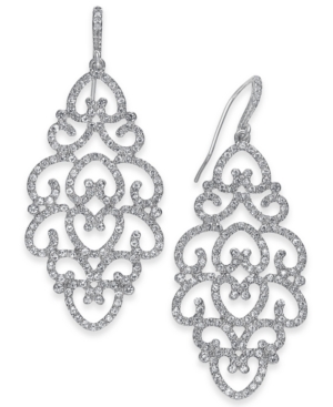 image of Inc Silver-Tone Pave Openwork Drop Earrings, Created for Macy-s