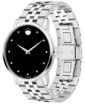 Men's Swiss Museum Classic Diamond-Accent Stainless Steel Bracelet Watch 40mm