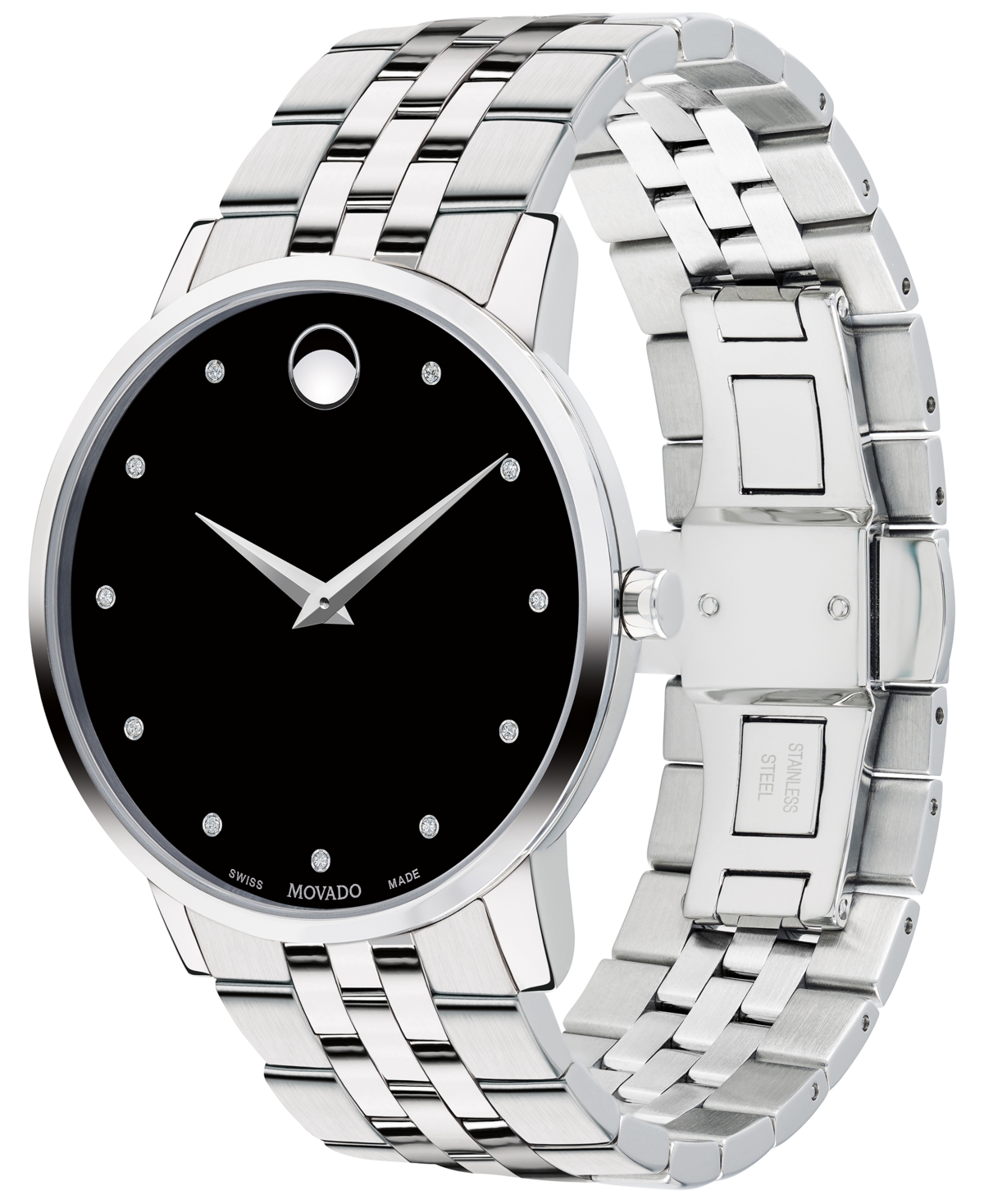 Shop Movado Men's Swiss Museum Classic Diamond-accent Stainless Steel Bracelet Watch 40mm In No Color