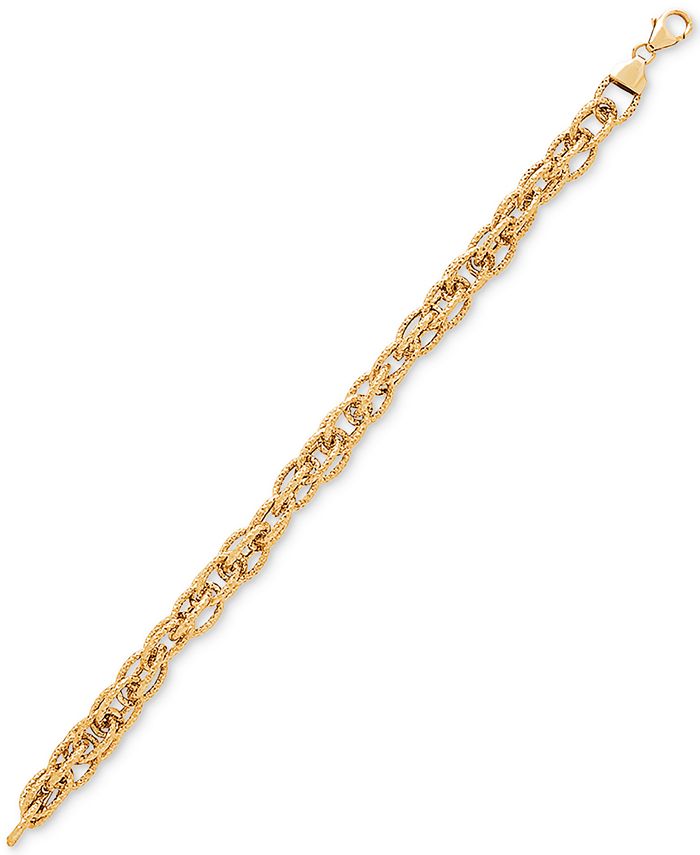 Italian Gold Interwoven Textured Link Bracelet in 14k Gold & Reviews ...