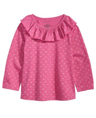 First Impressions Baby Girls Printed Ruffle-Neck T-Shirt, Created for ...