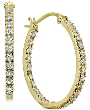 image of Giani Bernini Small Cubic Zirconia In & Out Oval Hoop Earrings in 18k Gold-Plated Sterling Silver, 0.6