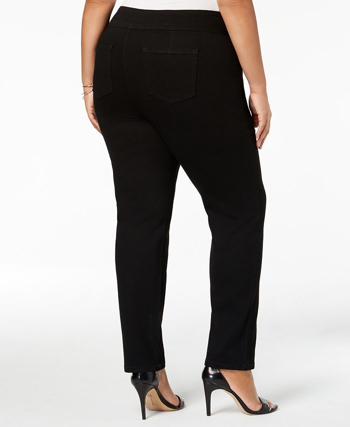 Charter Club Plus Size Pull-On Stretch Straight-Leg Jeans, Created for ...
