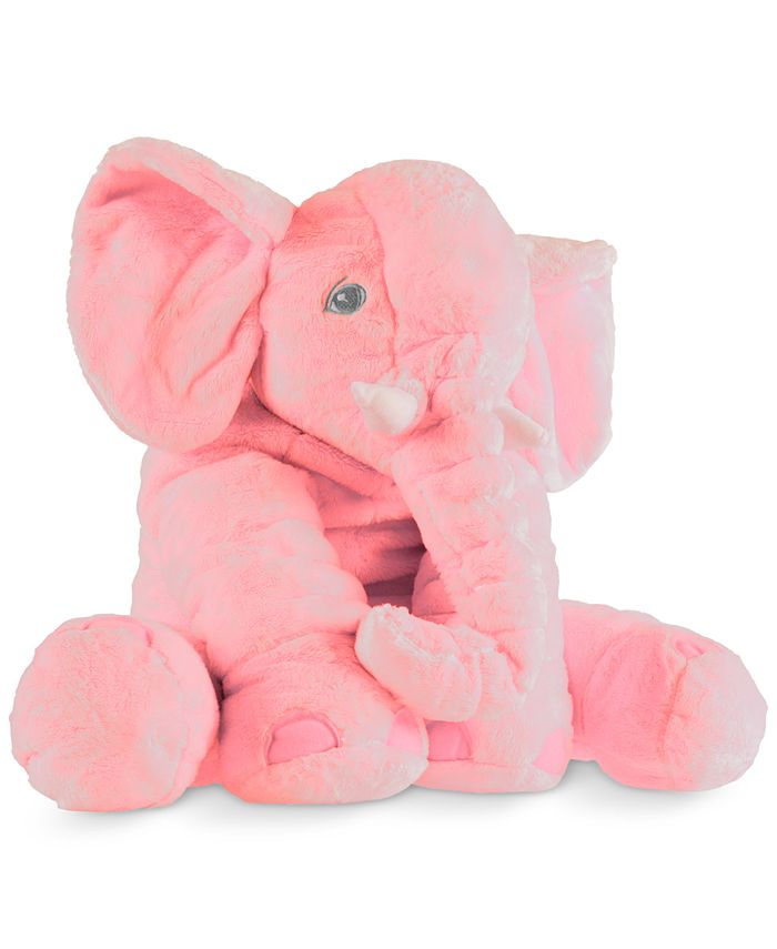 Trademark Global Happy Trails Plush Pink Elephant Stuffed Animal Pillow