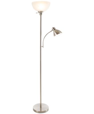 Lavish Home - Satin Nickel LED Torchiere with Reading Light