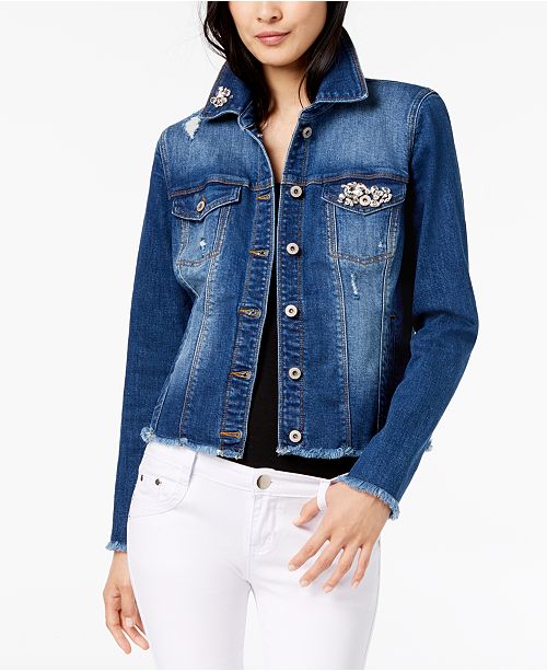 INC International Concepts I.N.C. Embellished Denim Jacket, Created for