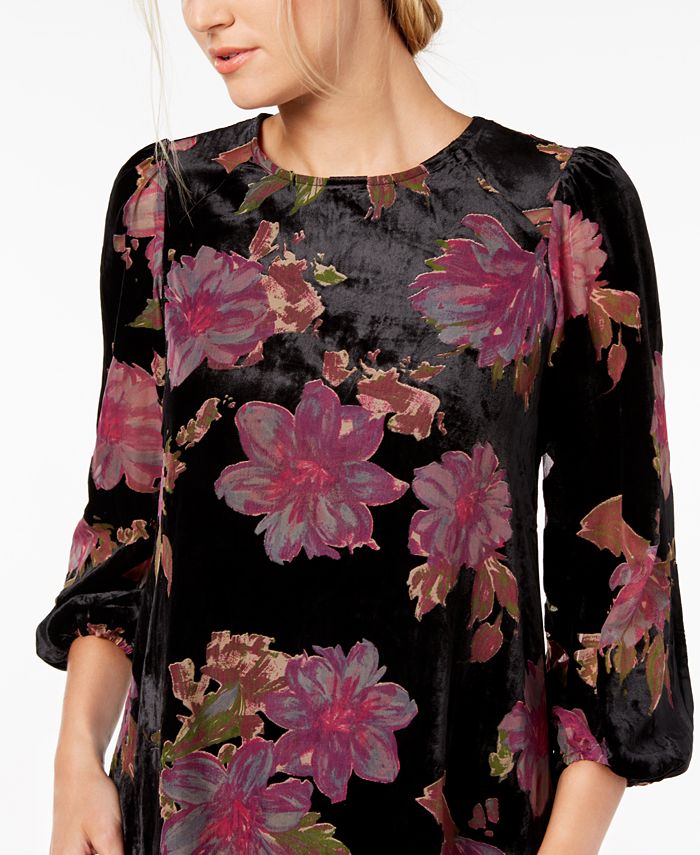 Calvin Klein Floral Burnout Velvet Shift Dress Macy's