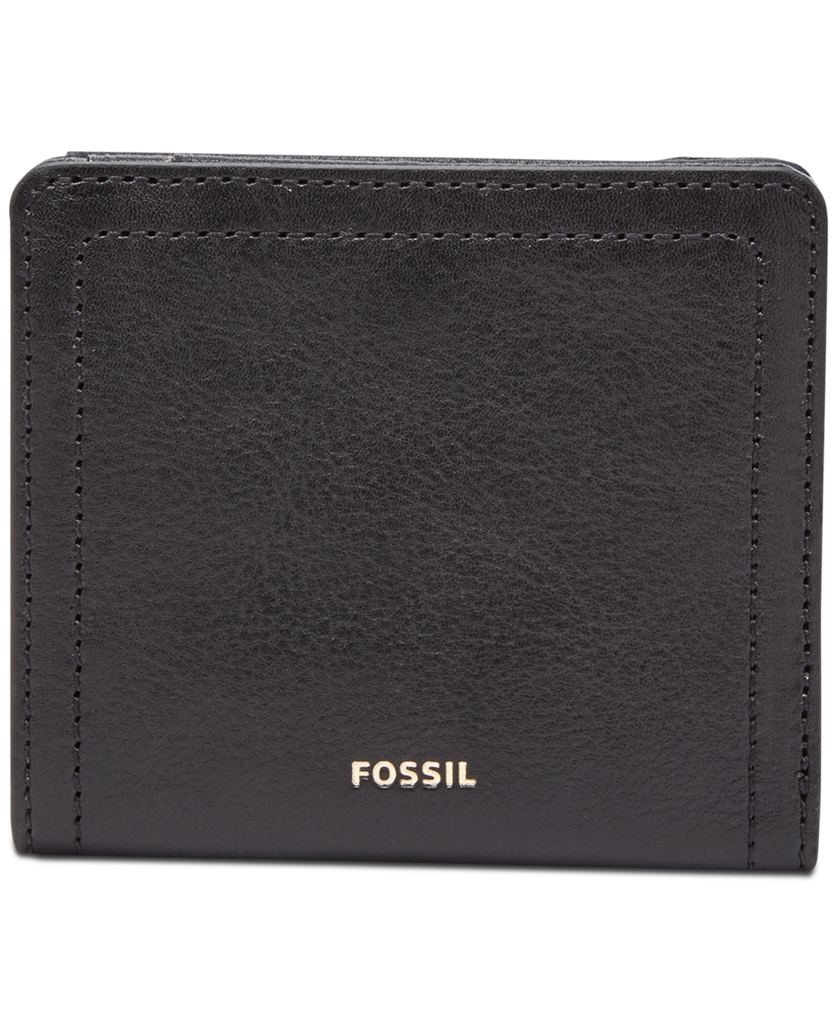 Fossil Logan Leather Small Bifold Wallet In Black,gold