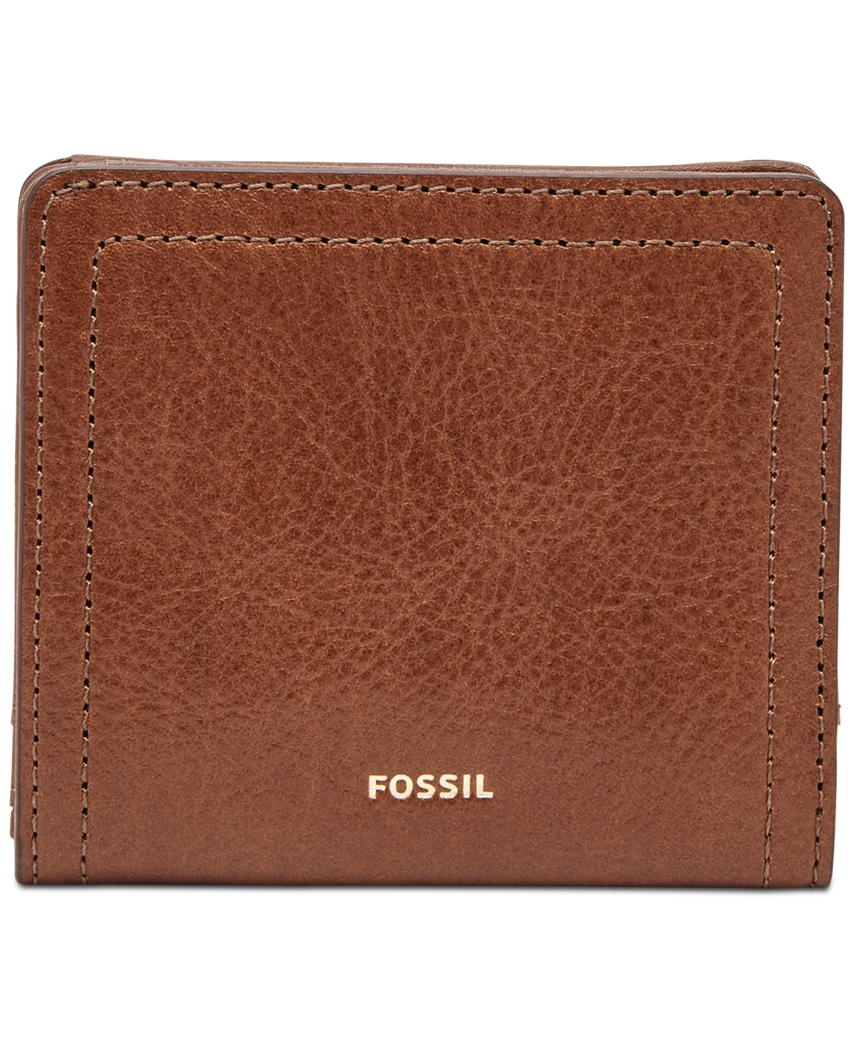 Fossil Logan Leather Small Bifold Wallet In Brown,gold