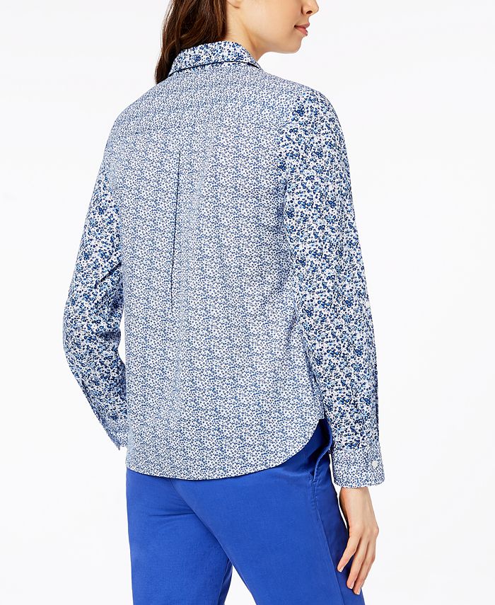 Tommy Hilfiger Cotton Half-Zip Printed Popover Top, Created for Macy's ...