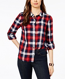 Women's Plaid Roll-Tab Button-Down Shirt