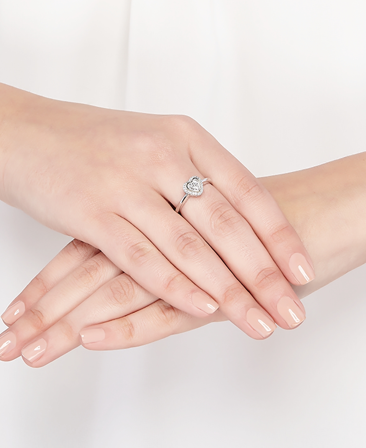 Diamond Heart Ring in 14k Gold over(1/10 ct. t.w.) - Sterling Silver/Gold
