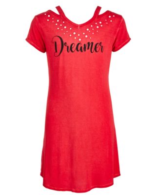 Kandy Kiss - Big Girls Pearl-Trim Graphic-Print Dress