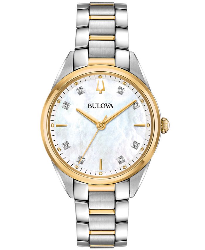 Bulova - Women's Sutton Diamond-Accent Two-Tone Stainless Steel Bracelet Watch 32.5mm